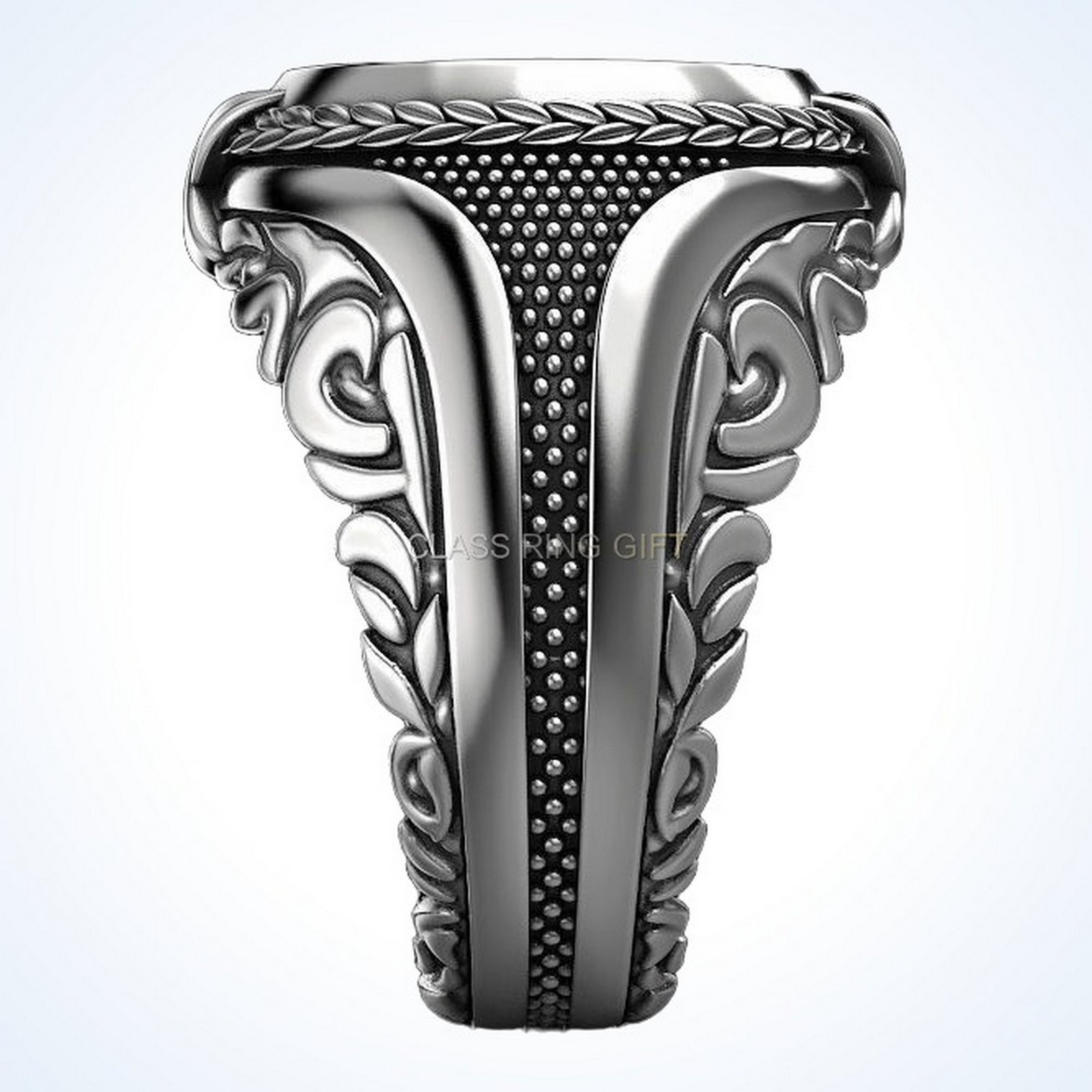 Gift for him turbine ring with detailed engine face and ornamental borders
