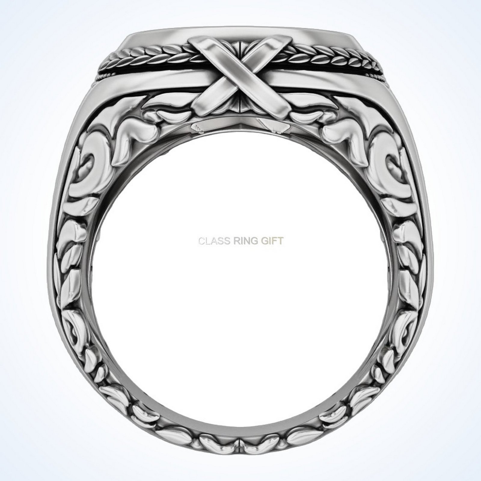 Gift for him turbine ring, top-down view of turbine ring face