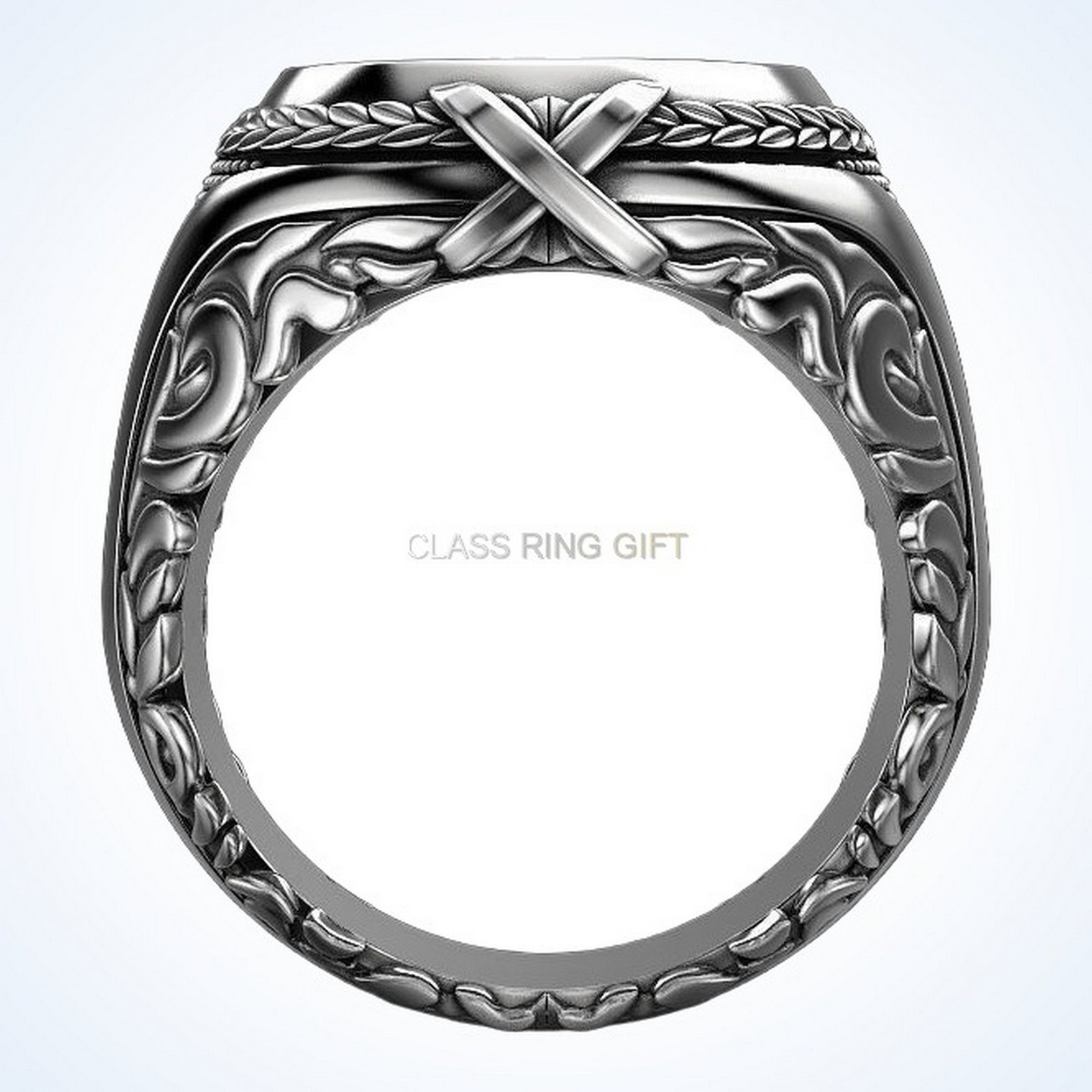 Gift for him turbine ring, frontal view showing turbine engine detail