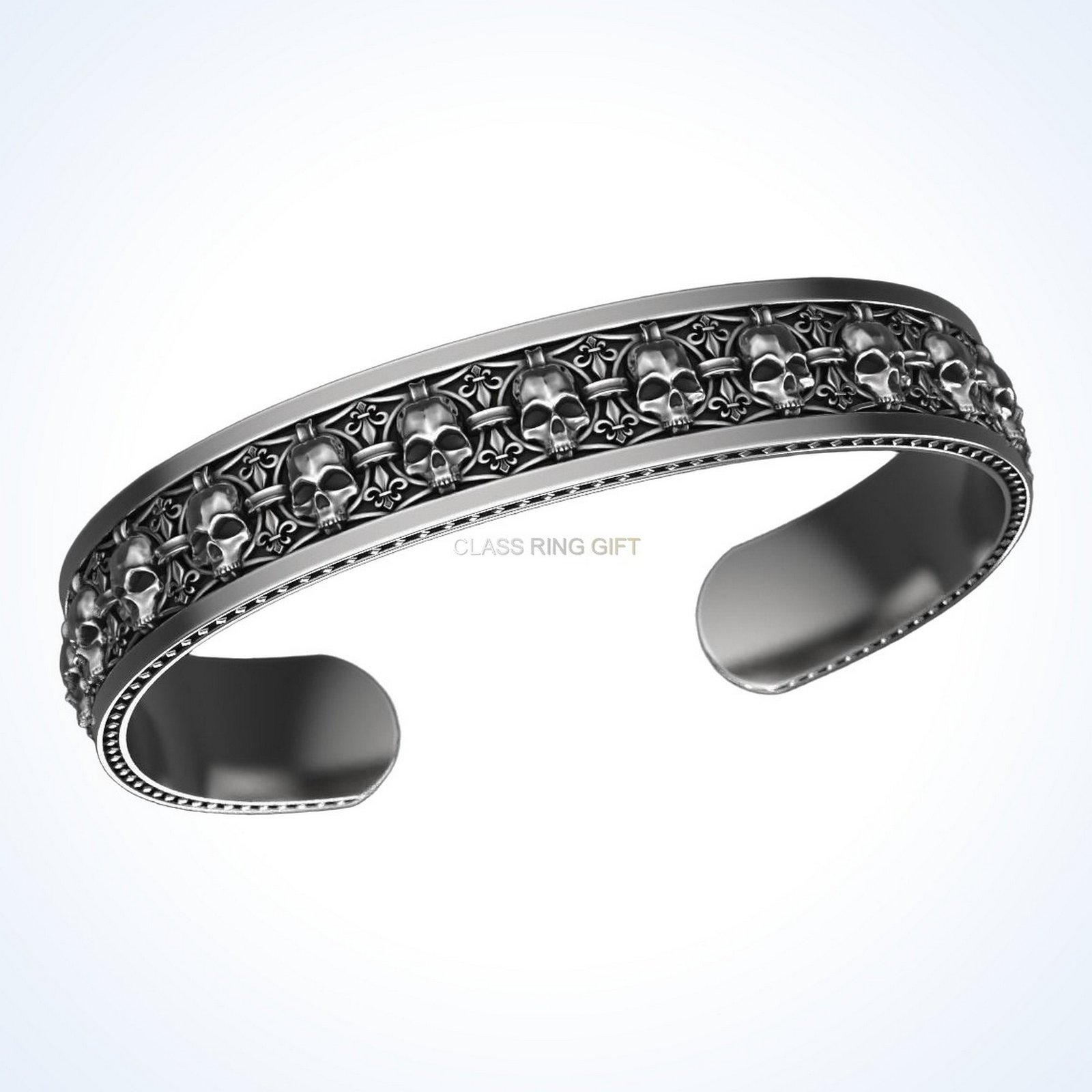 Mens gift for him in skulls, top three-quarter angled view