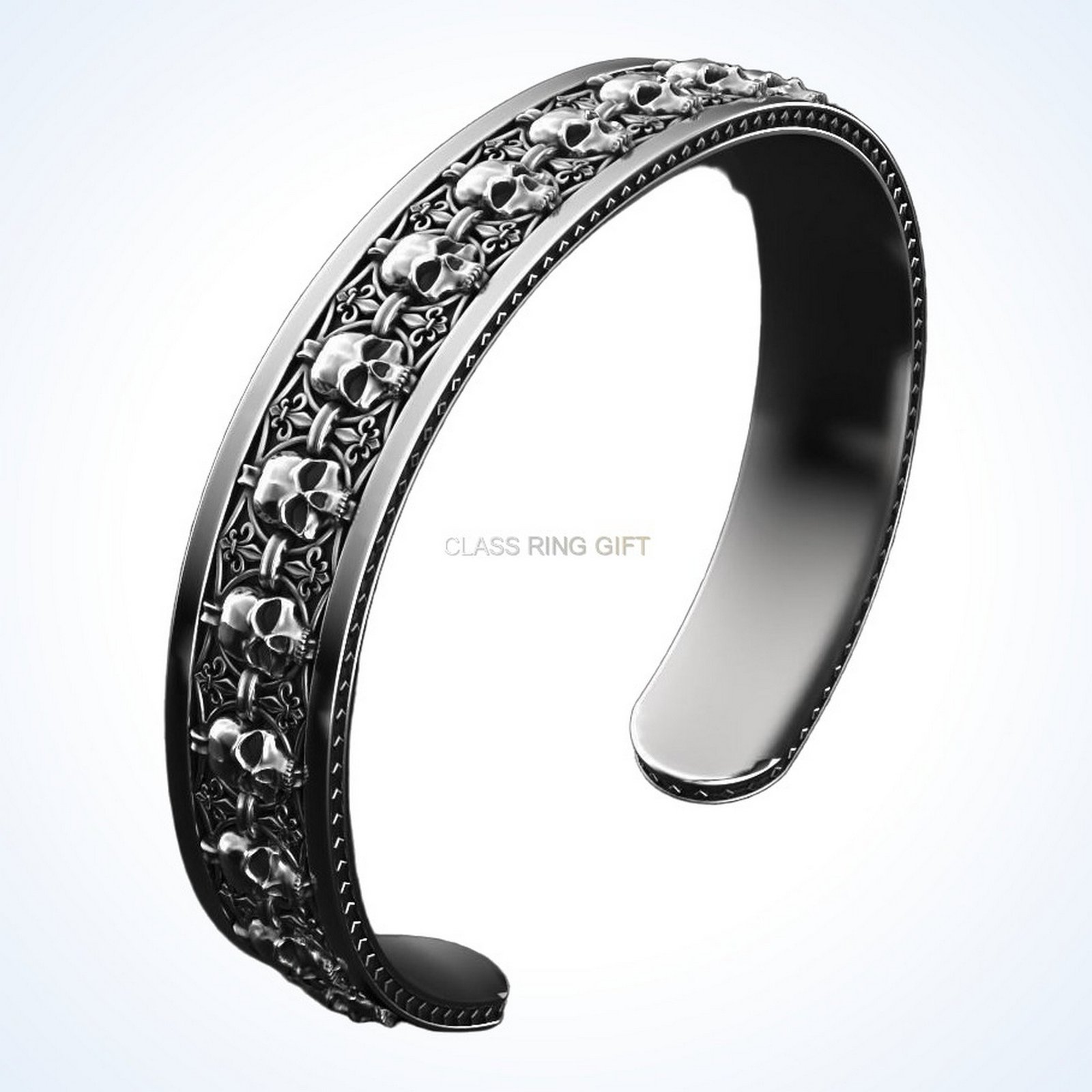 Mens gift for him in skulls, inner wrist-facing view