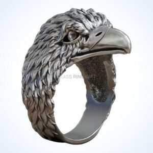 gift for him eagle hawk statement ring front view