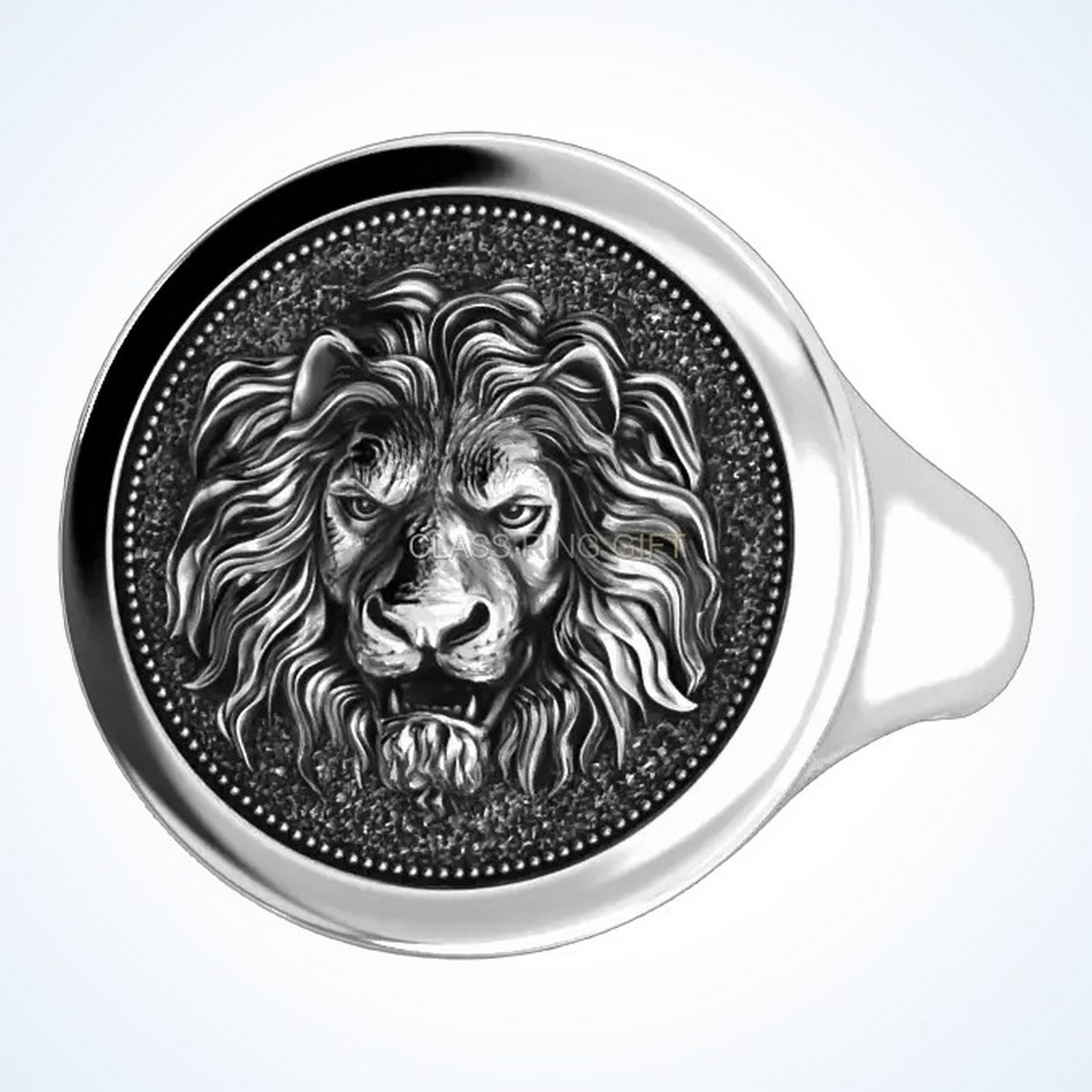Gift for him lion ring oxidized 925 sterling silver signet
