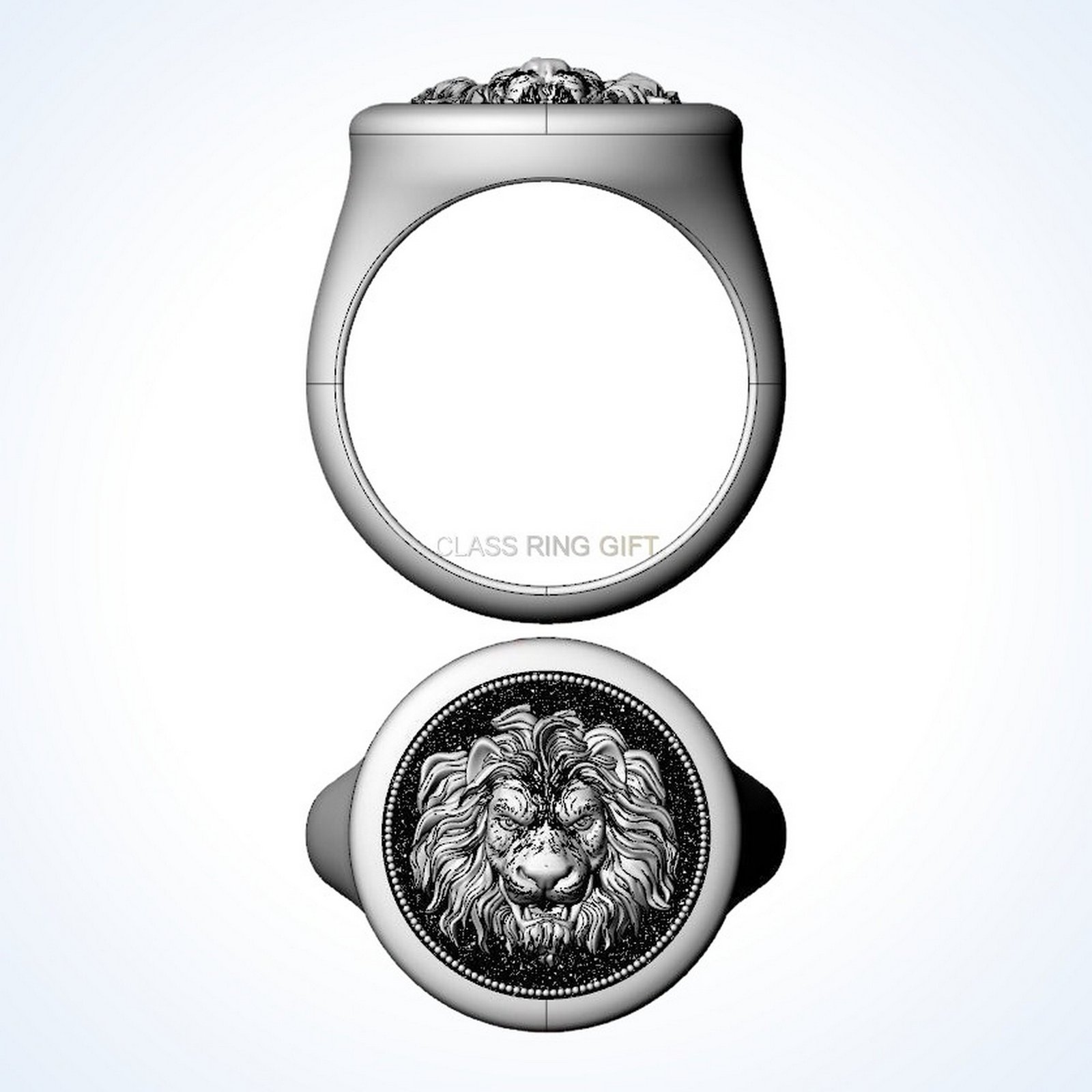 Gift for him lion ring oxidized 925 sterling silver signet
