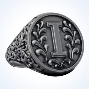 gift for him monogram leter signet ring personalized I initial