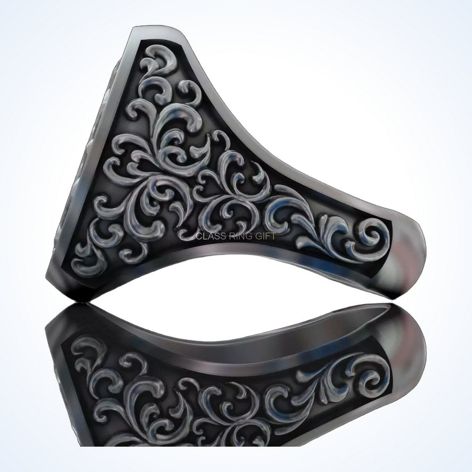 Gift for him monogram leter, acanthus scroll side detail