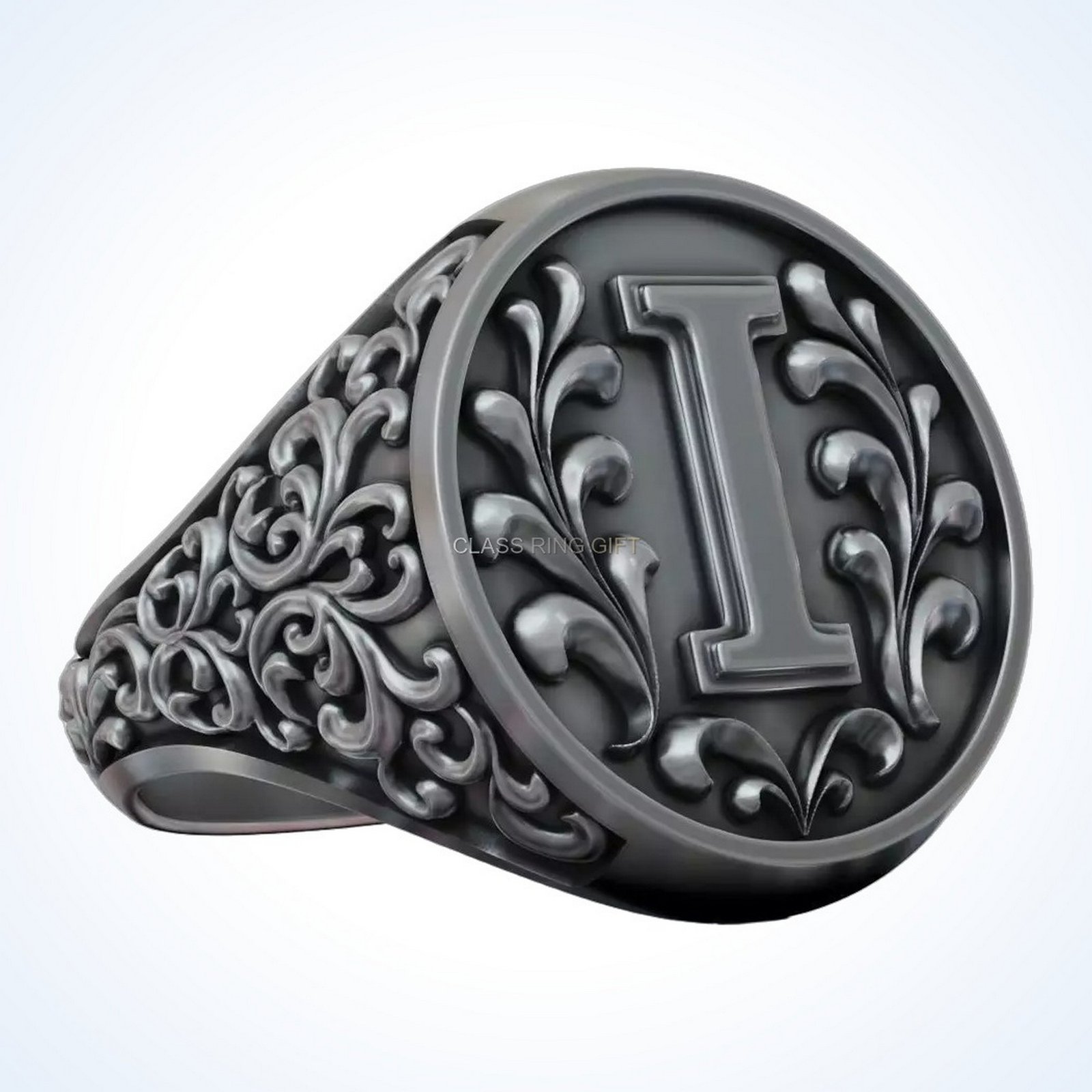 Gift for him monogram leter, angled view with monogram letter facing forward