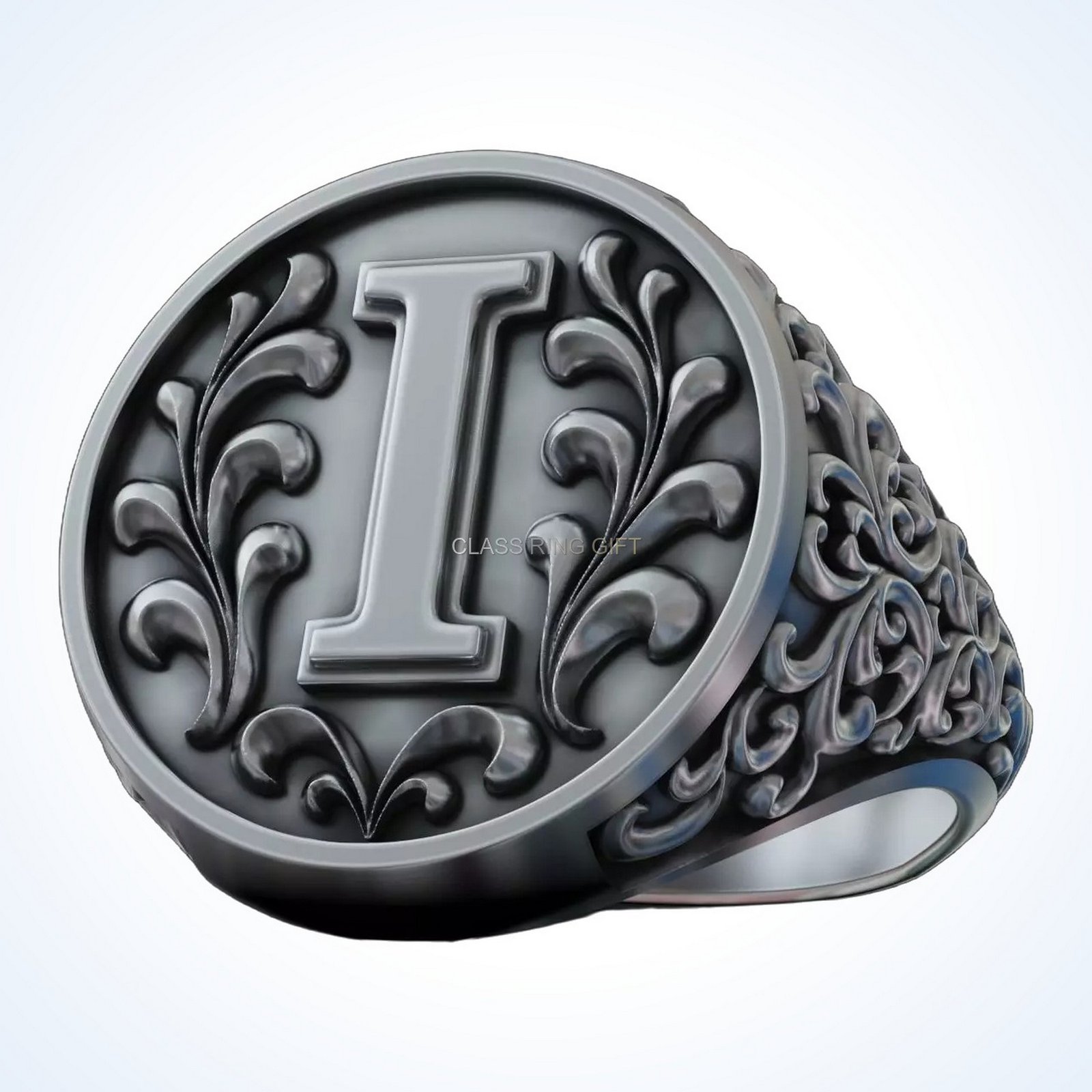 gift for him monogram leter signet ring personalized I initial