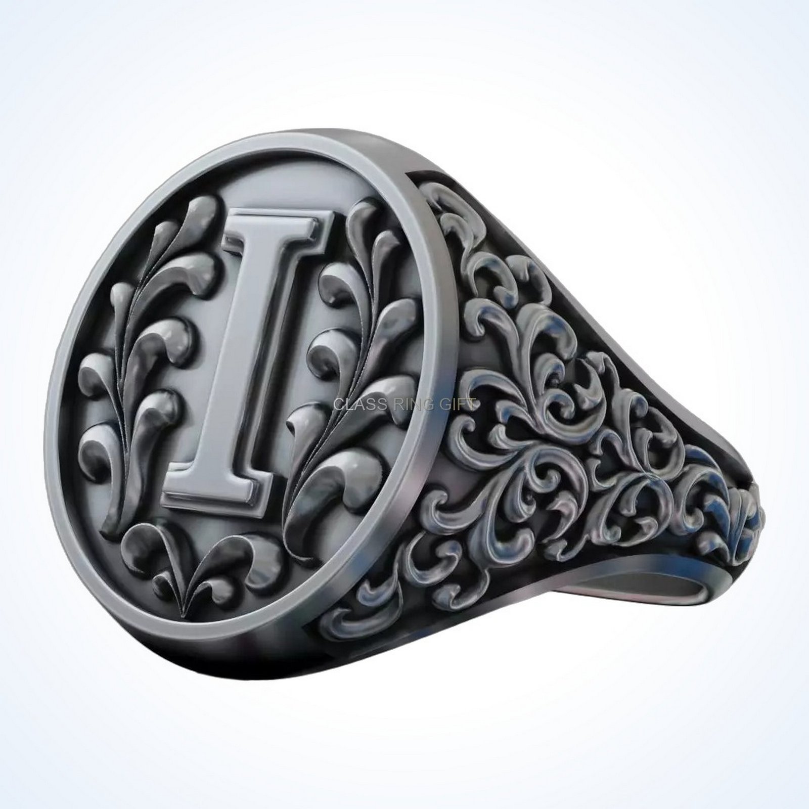 gift for him monogram leter signet ring personalized I initial