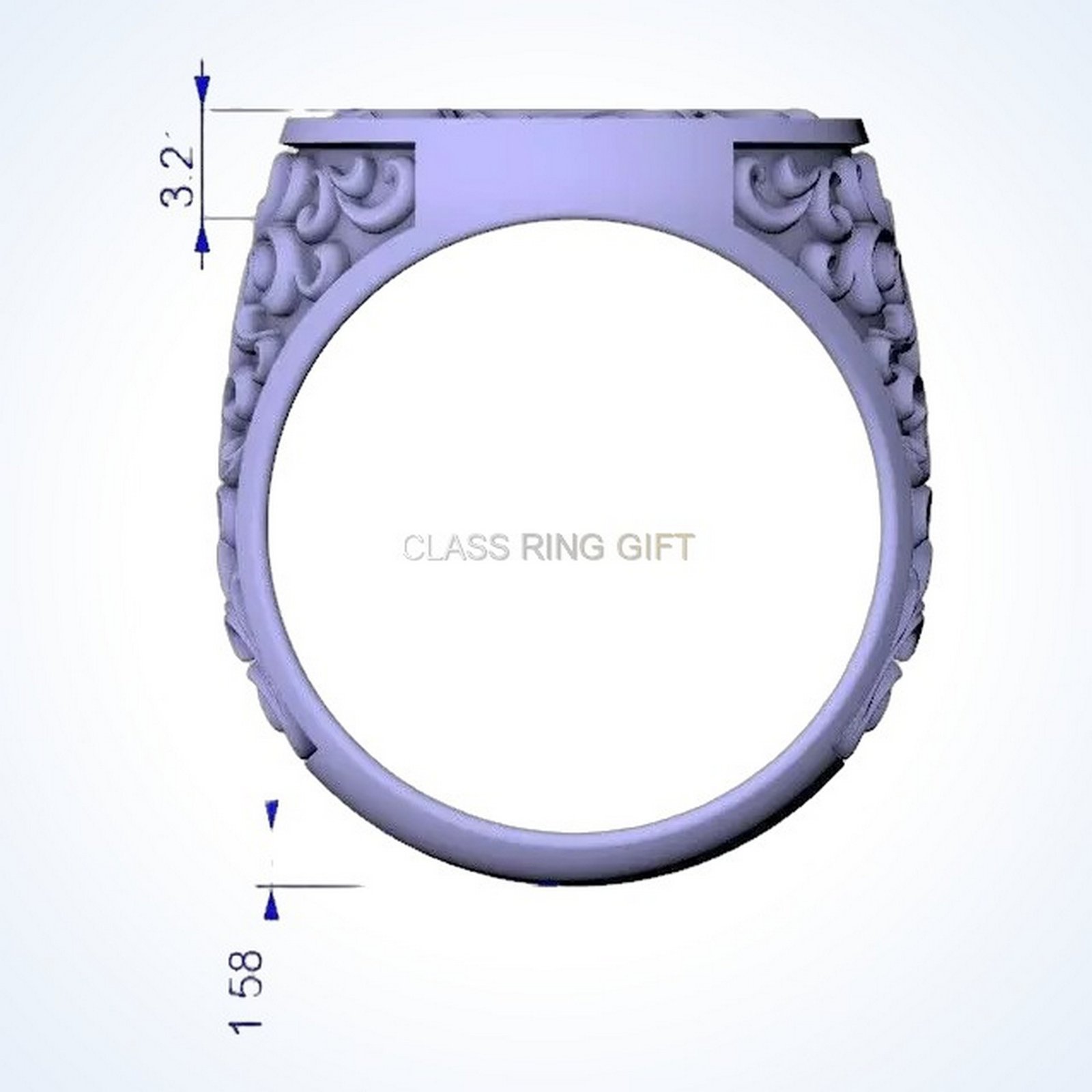 Gift for him monogram leter I signet ring, oxidized 925 silver, vintage acanthus scrollwork