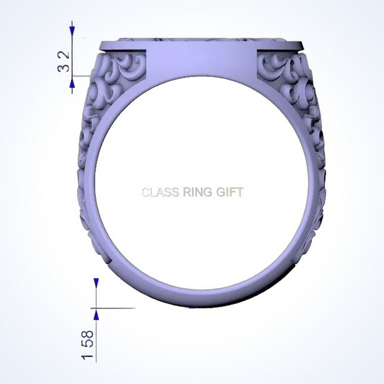 signet gift for him monogram letter ring oxidized 925 sterling silver ornate acanthus border