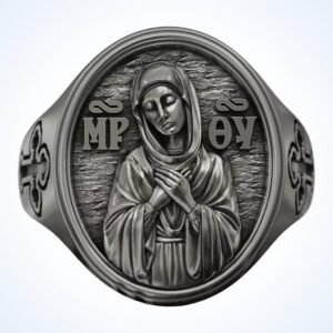 Christian gift mother of ring Orthodox signet with devotional portrait