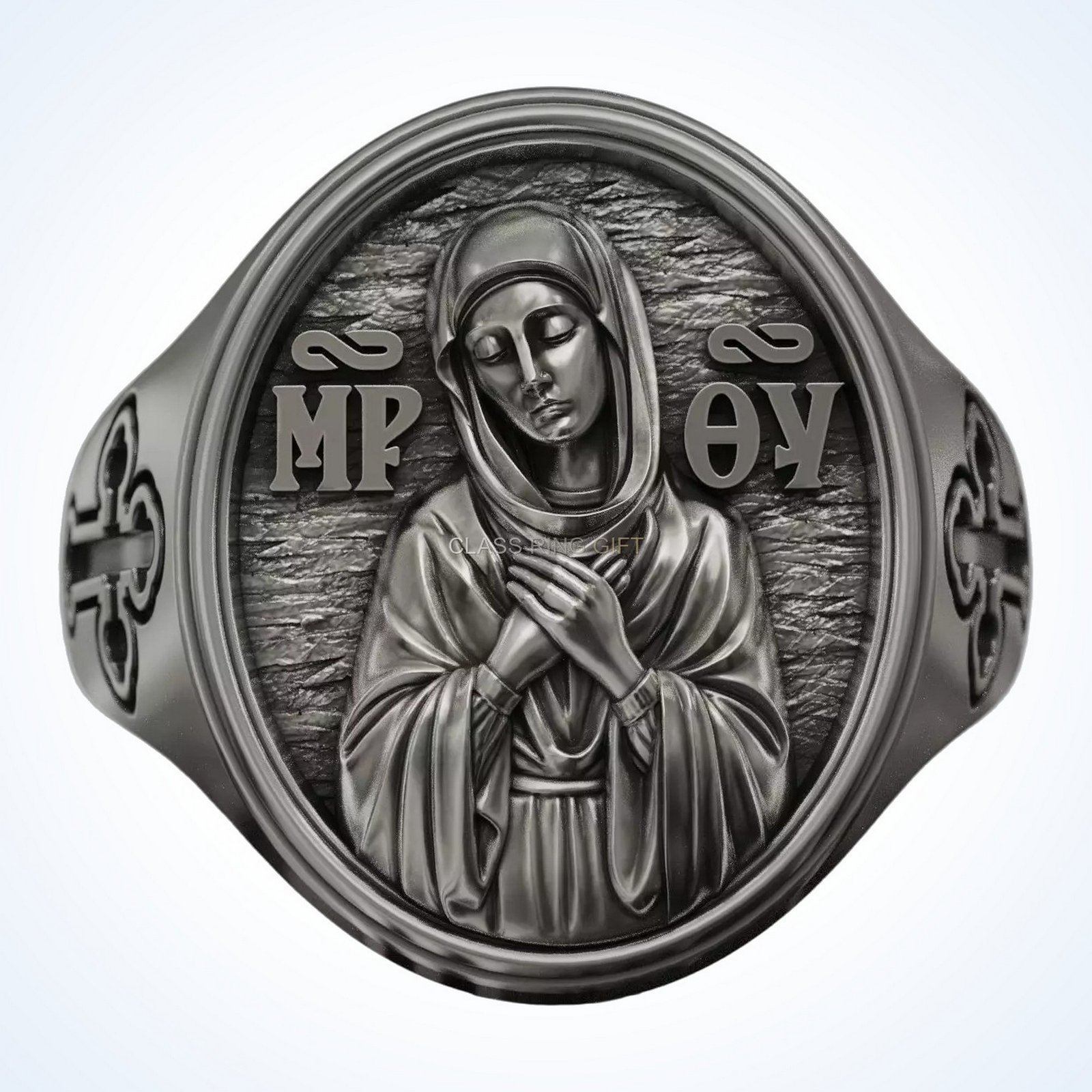 Christian gift mother of ring Orthodox signet with devotional portrait