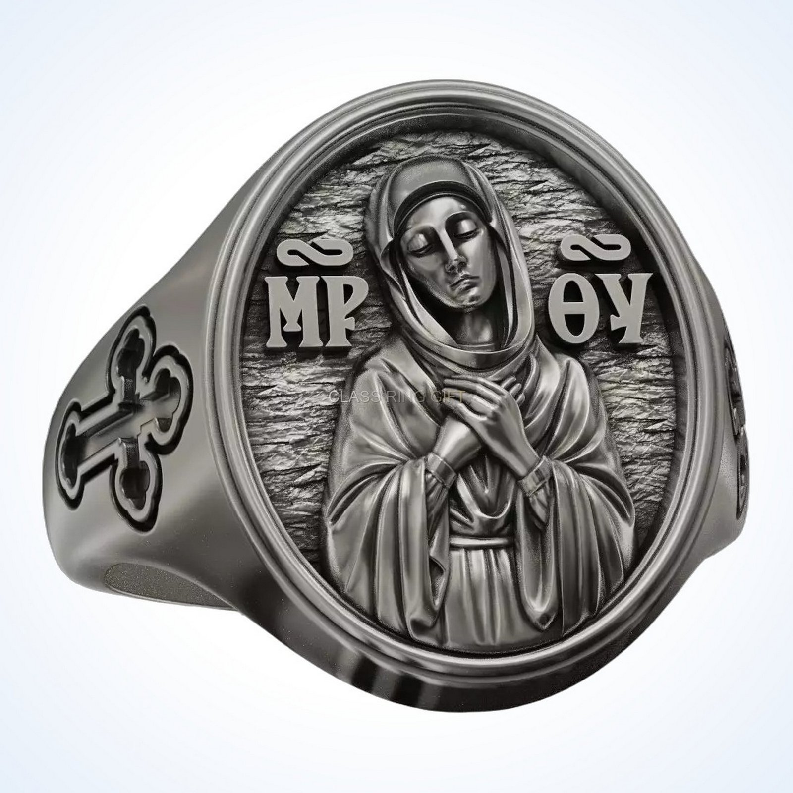Christian gift mother of ring Orthodox signet with devotional portrait