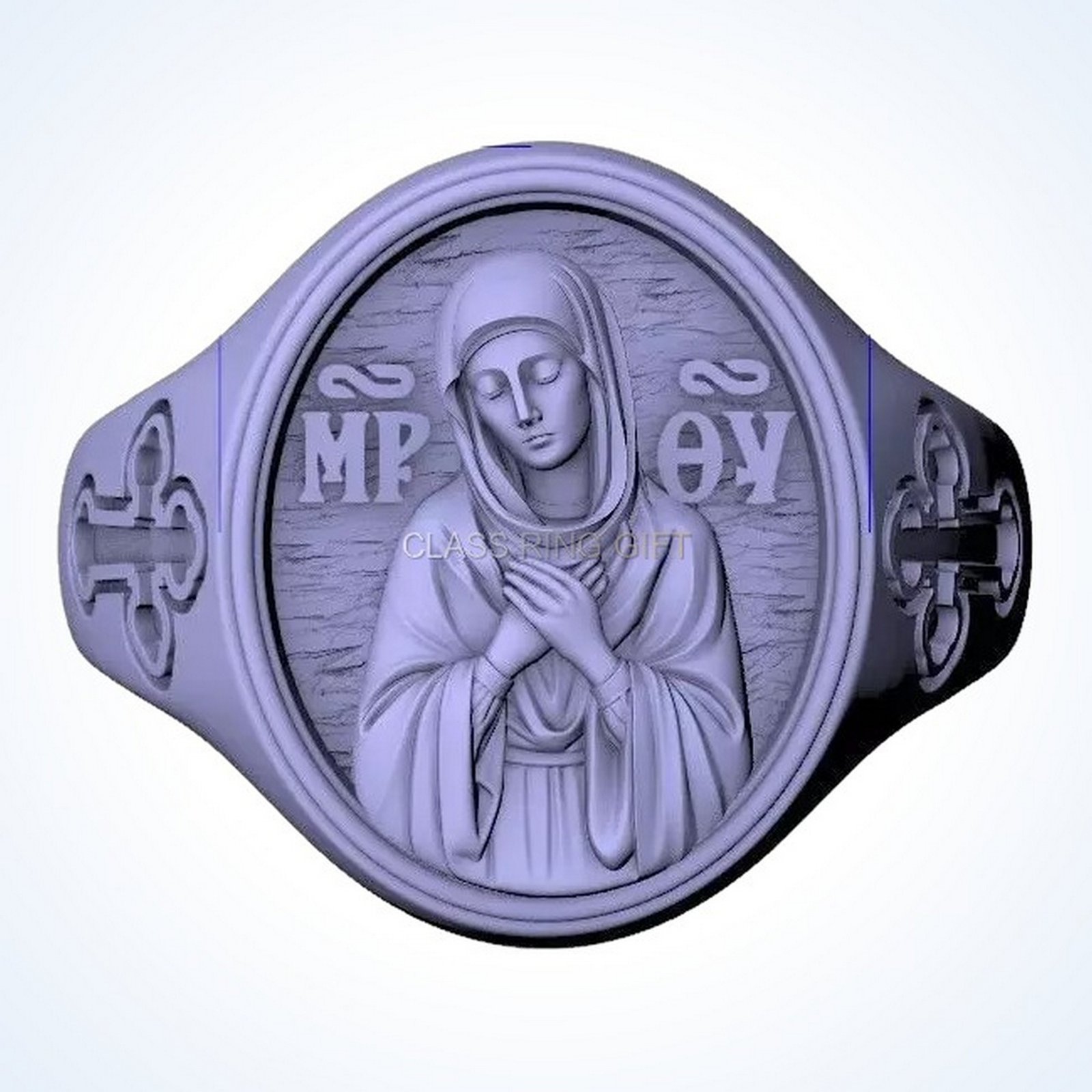 Christian gift mother of ring Orthodox signet with devotional portrait