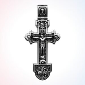 Christian gift orthodox cross ring handcrafted 925 sterling silver with Savior and saints