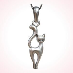 Gift for her cat kitty standing cat pendant, polished 925 sterling silver