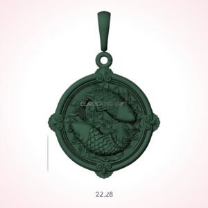 Gift for her fishes carp pendant, two koi in oxidized 925 silver
