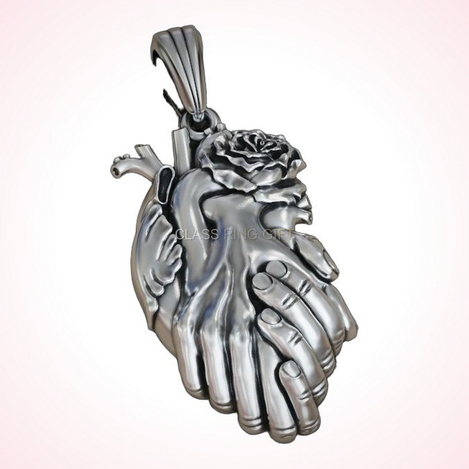 Gift for her heart hands, side profile showing anatomical heart detail