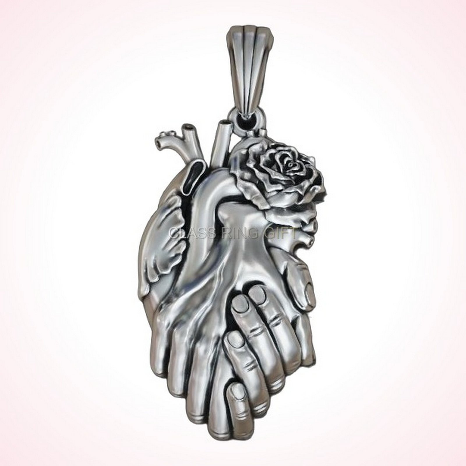 Gift for her heart hands, detailed front view of heart hands rose design
