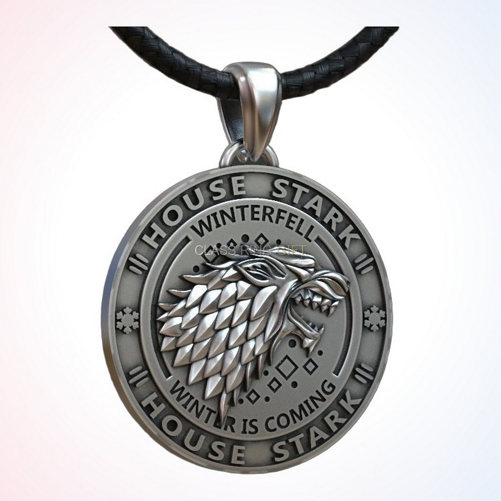 personalized gift house of pendant with Stark direwolf sigil