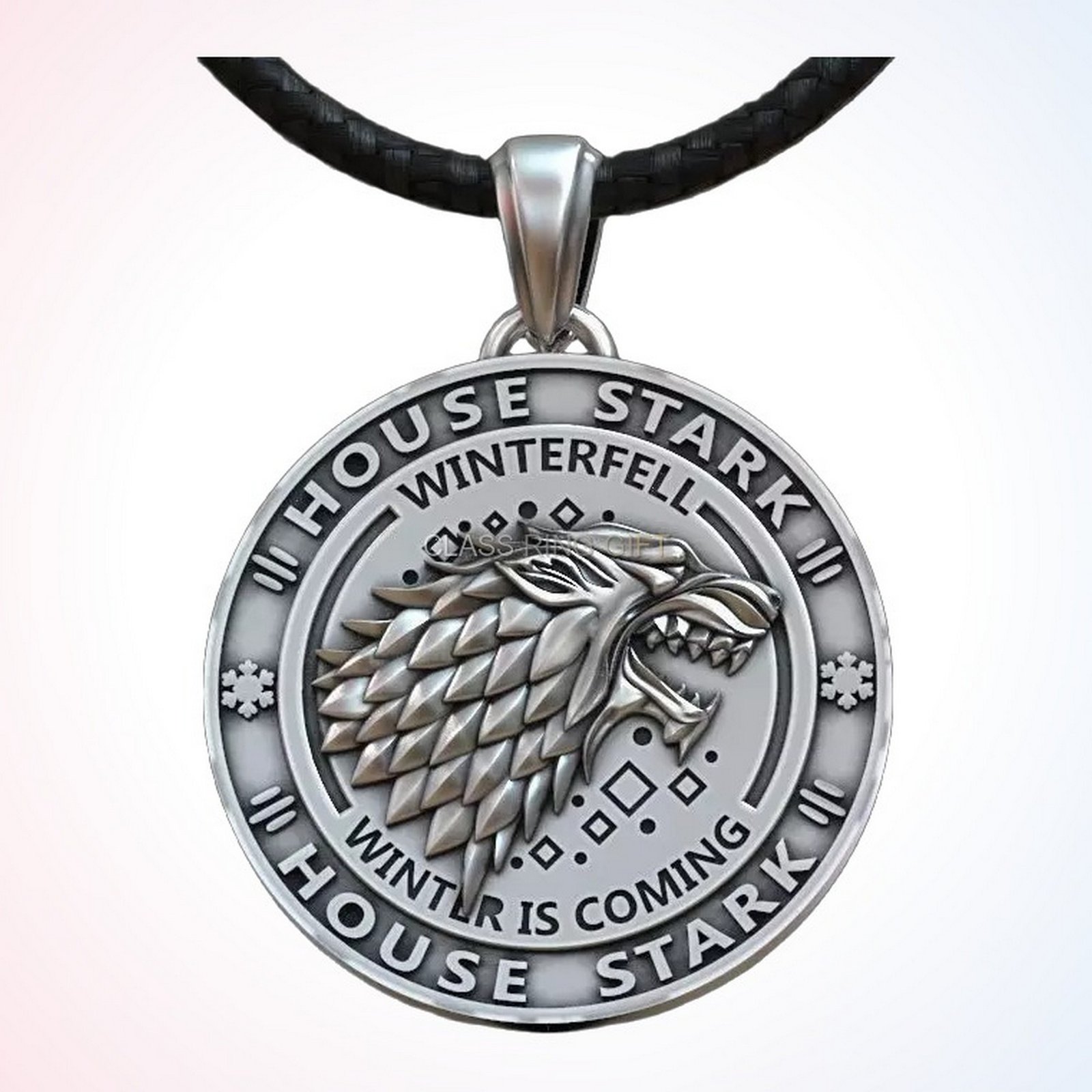 personalized gift house of pendant with Stark direwolf sigil