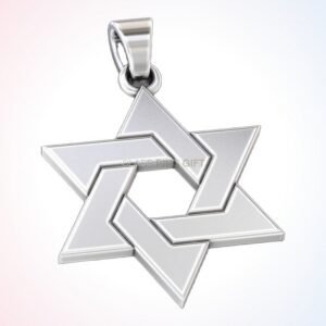 Personalized gift of star pendant, oxidized 925 silver with beaded design