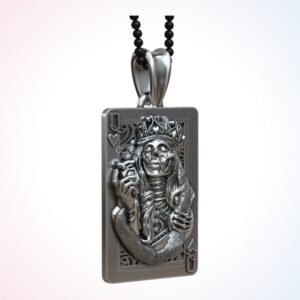 Personalized gift playing card pendant, Queen of Hearts undead, 925 sterling silver