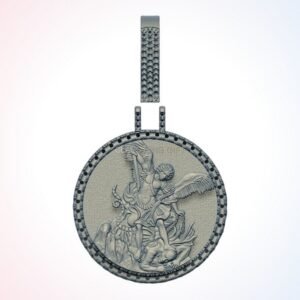 Christian gift saint archangel pendant oxidized sterling silver