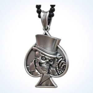 gift for him skull spades pendant oxidized 925 sterling silver