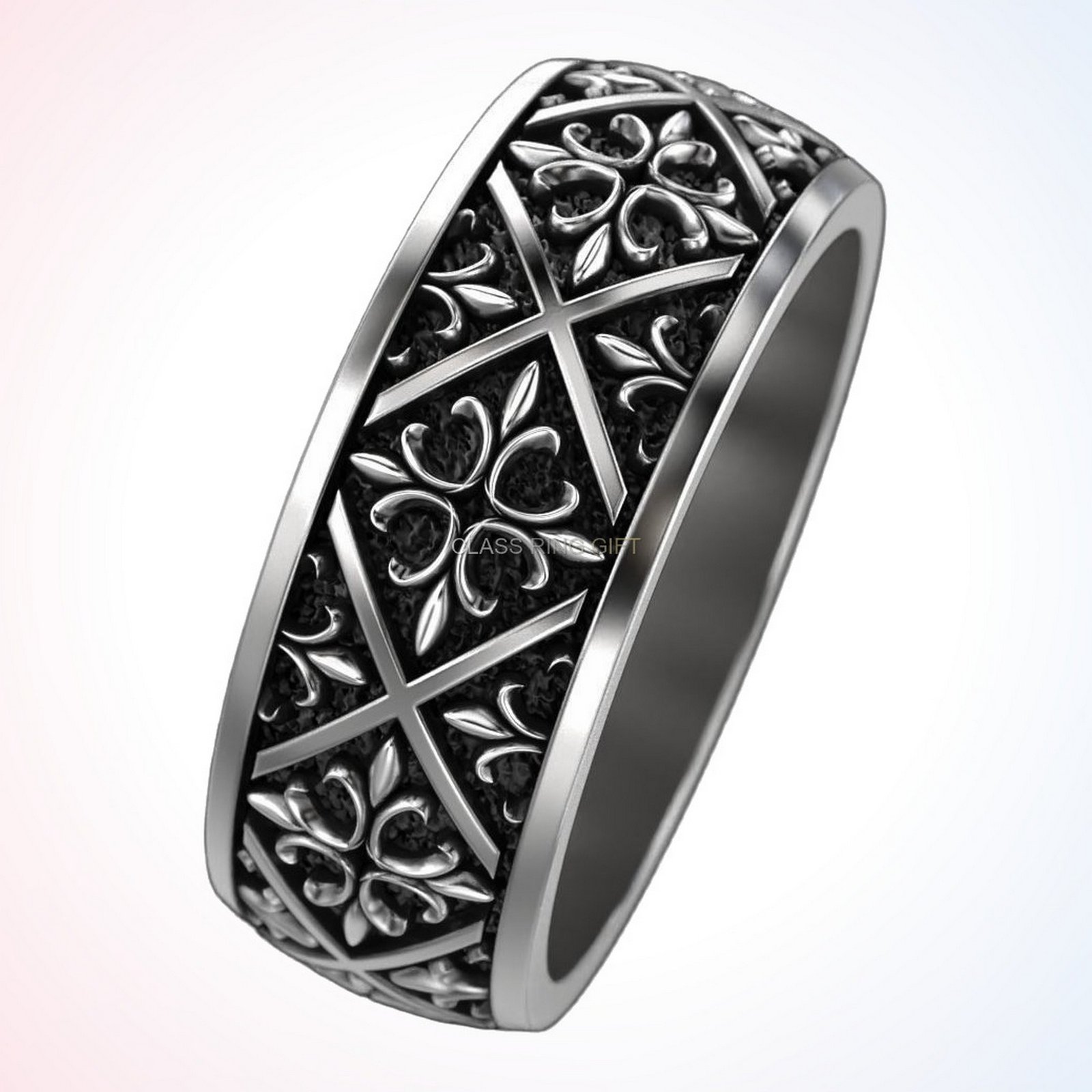 personalized gift ring filigree cross 925 sterling silver