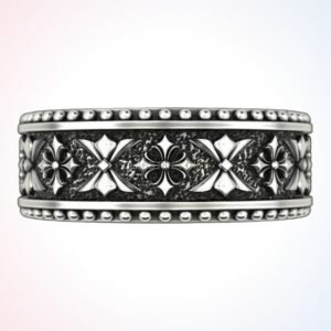 Personalized gift ring 2 oxidized sterling silver cross filigree