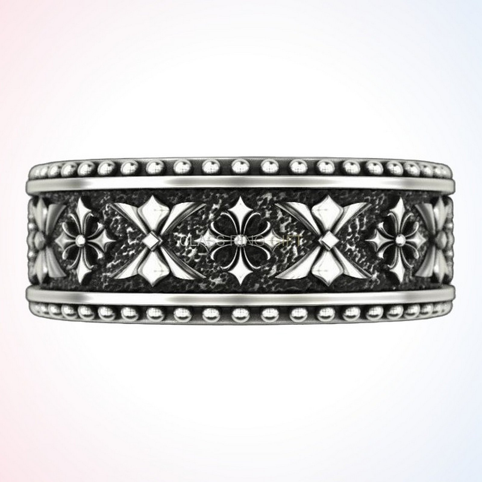 Personalized gift ring 2 oxidized sterling silver cross filigree