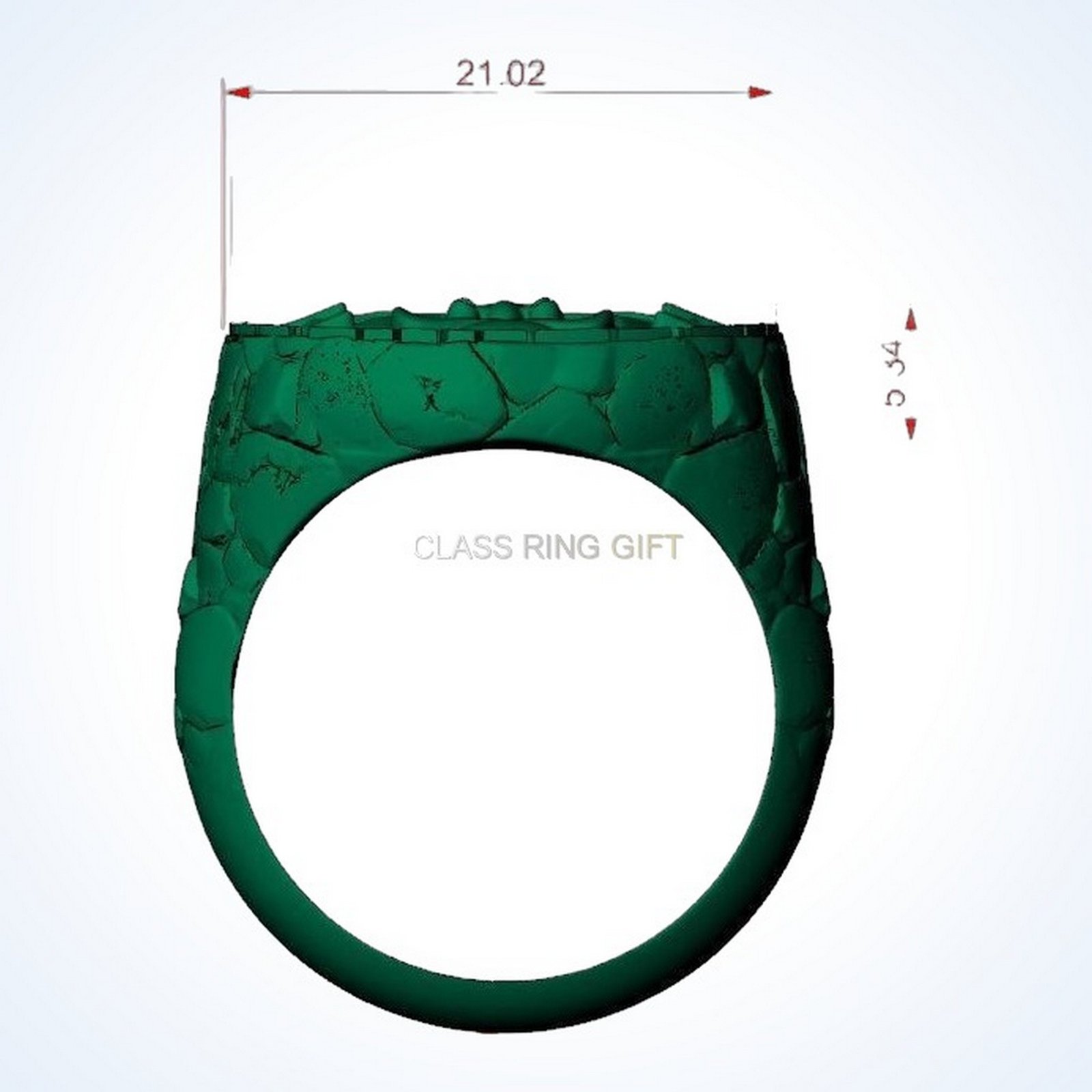 Gift for him aztec maya, front facing ring view
