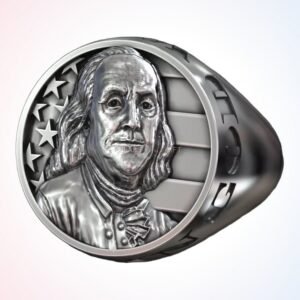 personalized gift benjamin franklin ring 925 sterling silver