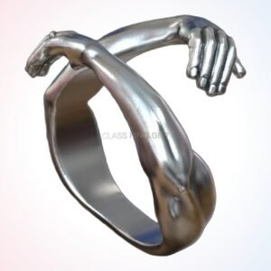 personalized gift hands hugging ring sterling silver statement