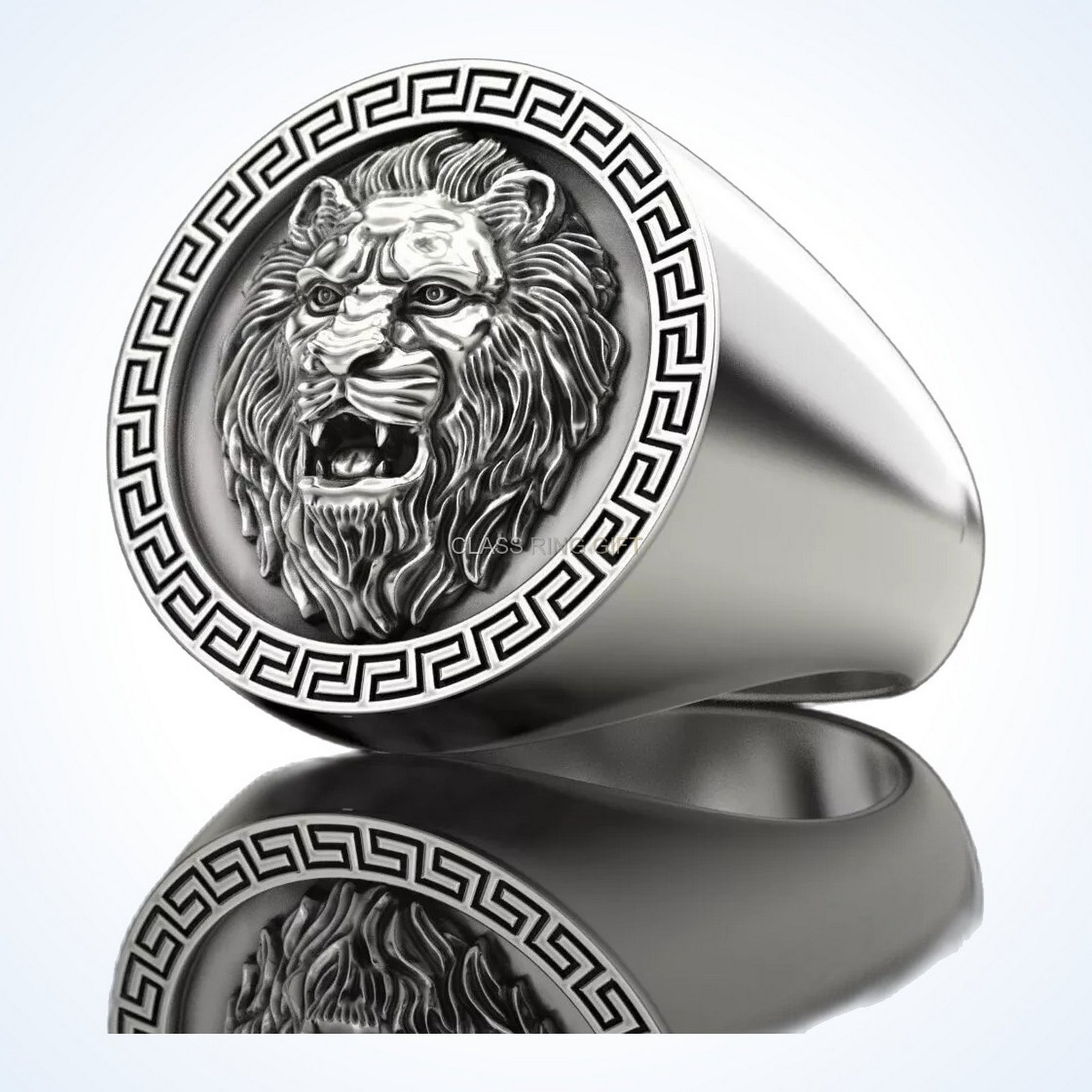 Gift for him lion pendant, right side profile view