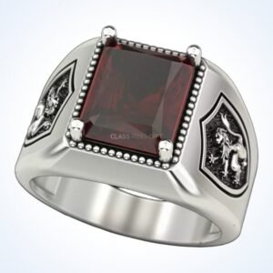 gift for him lion on shield heraldic signet ring 925 silver