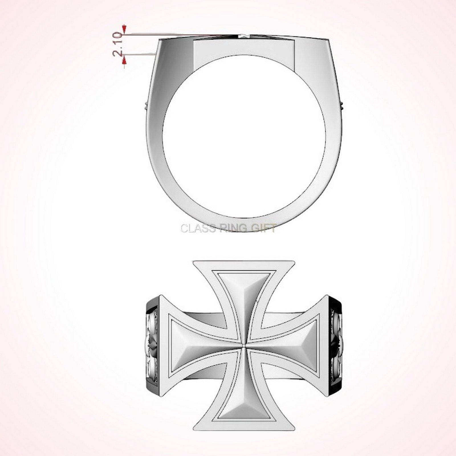 Christian gift maltese cross ring oxidized sterling silver fleur de lis