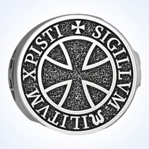 Sterling silver Knights Templar signet ring with shield cross face