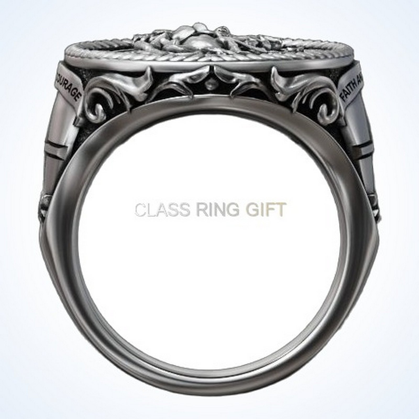 christian gift saint george ring with dragon in oxidized 925 silver
