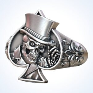 Gift for him skull playing card spades ring, oxidized 925 sterling silver