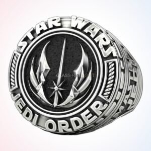 personalized gift star wars ring with Jedi Order emblem in oxidized 925 silver