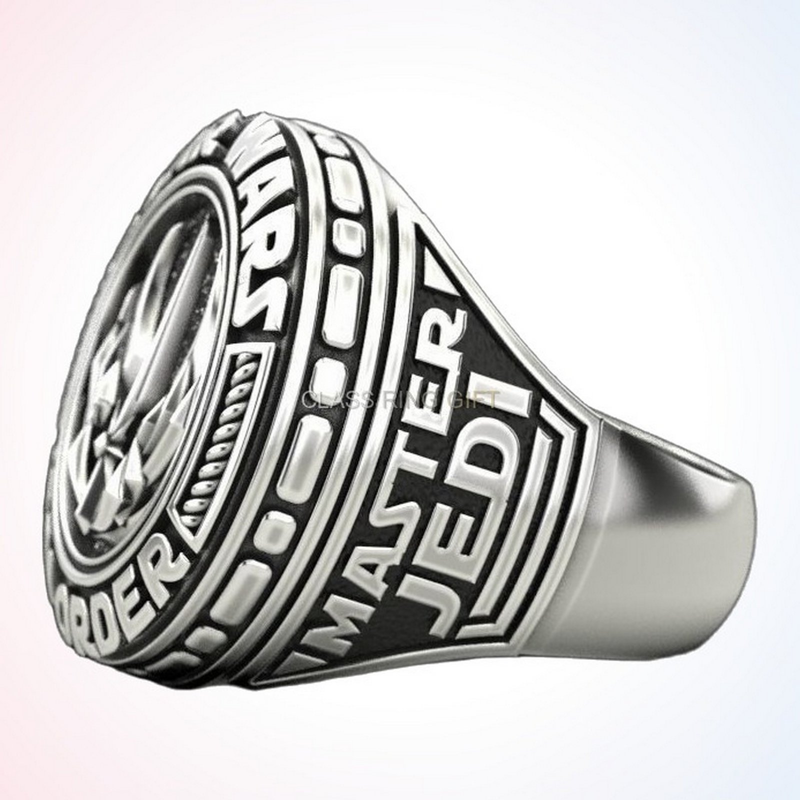 personalized gift star wars ring with Jedi Order emblem in oxidized 925 silver
