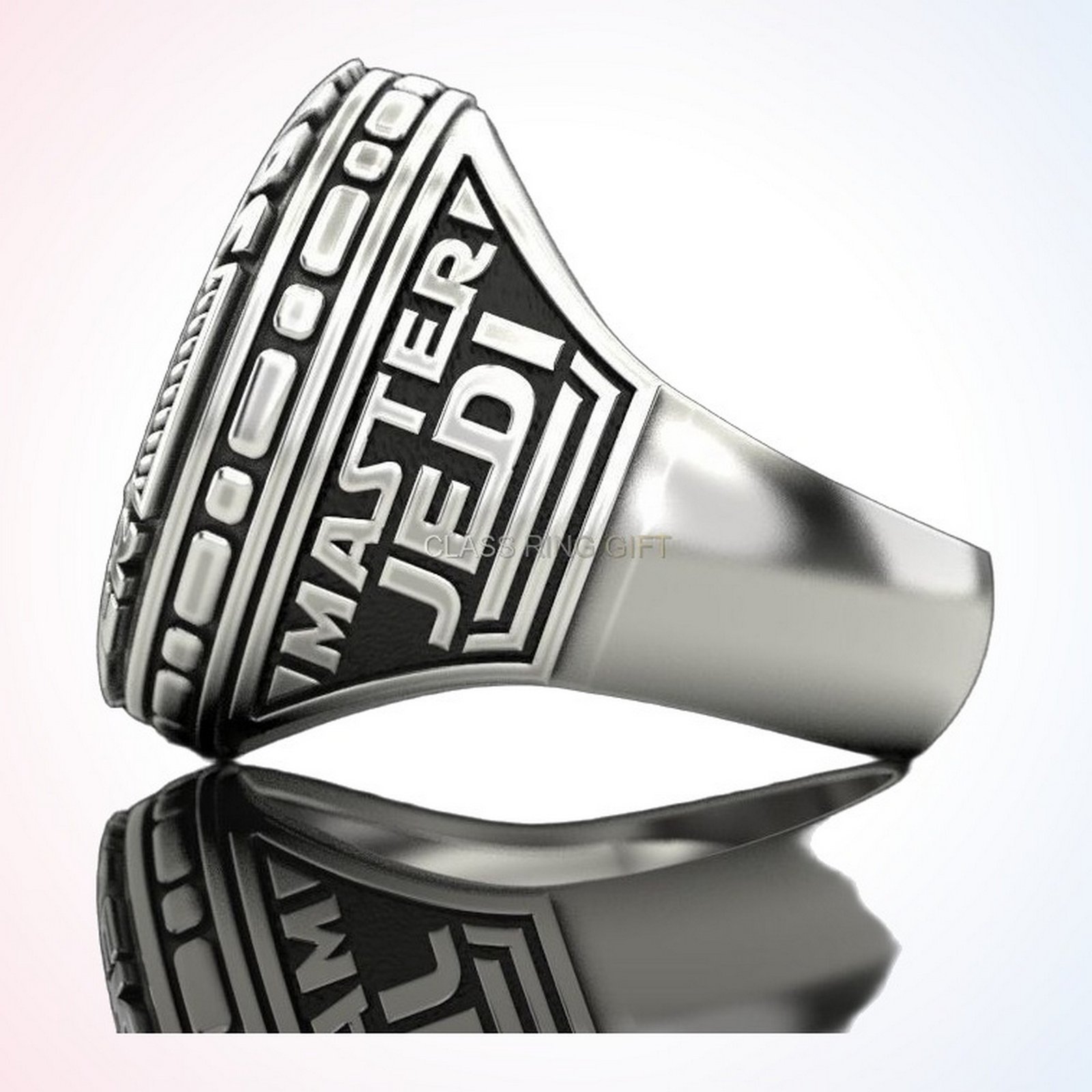 personalized gift star wars ring with Jedi Order emblem in oxidized 925 silver