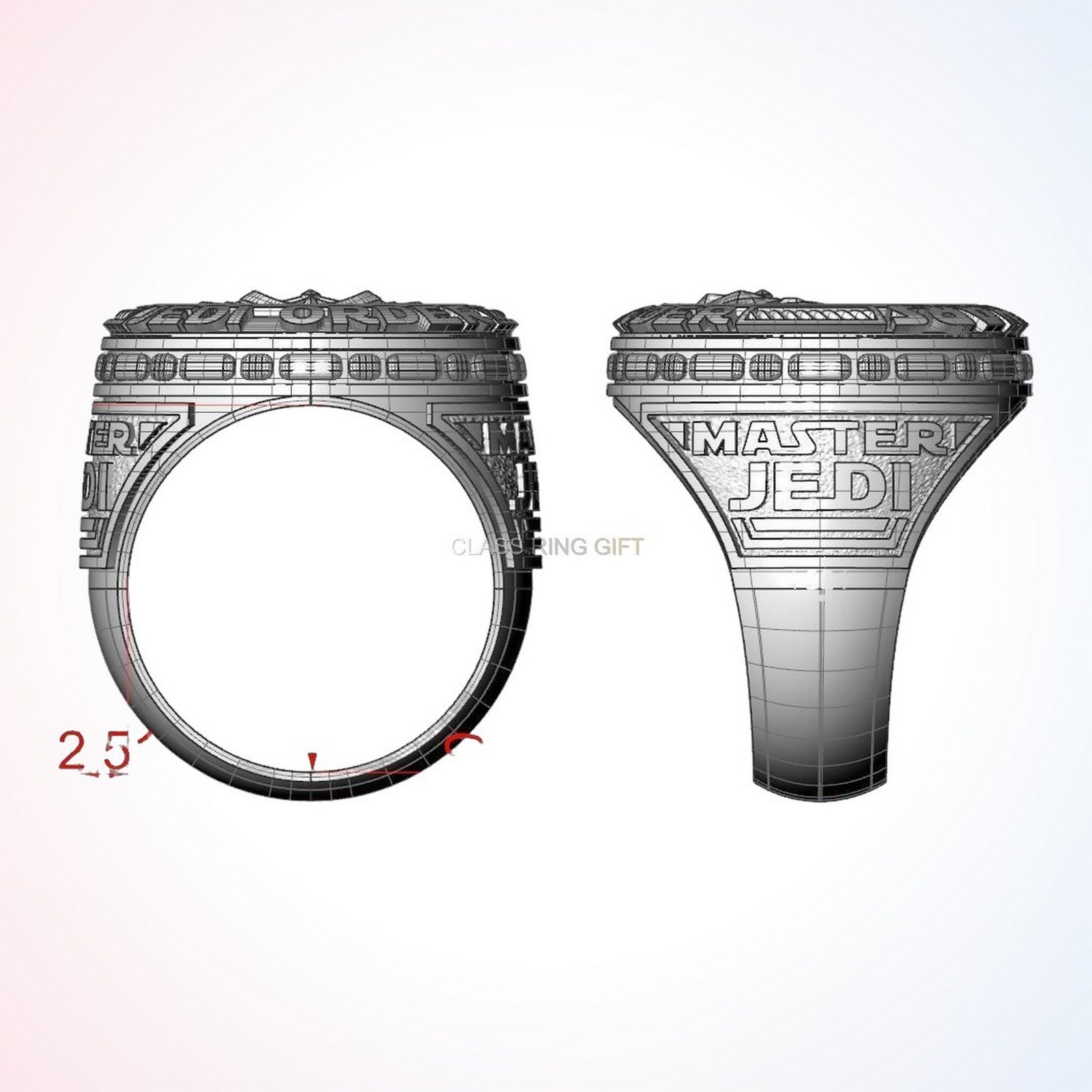 personalized gift star wars ring with Jedi Order emblem in oxidized 925 silver