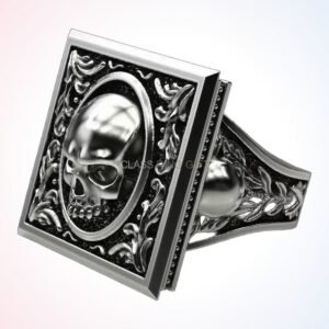 personalized gift tales from ring skull motif baroque frame 925 silver