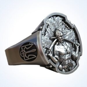 Gift for him ukrainian warrior signet ring, 925 sterling silver with trident emblem