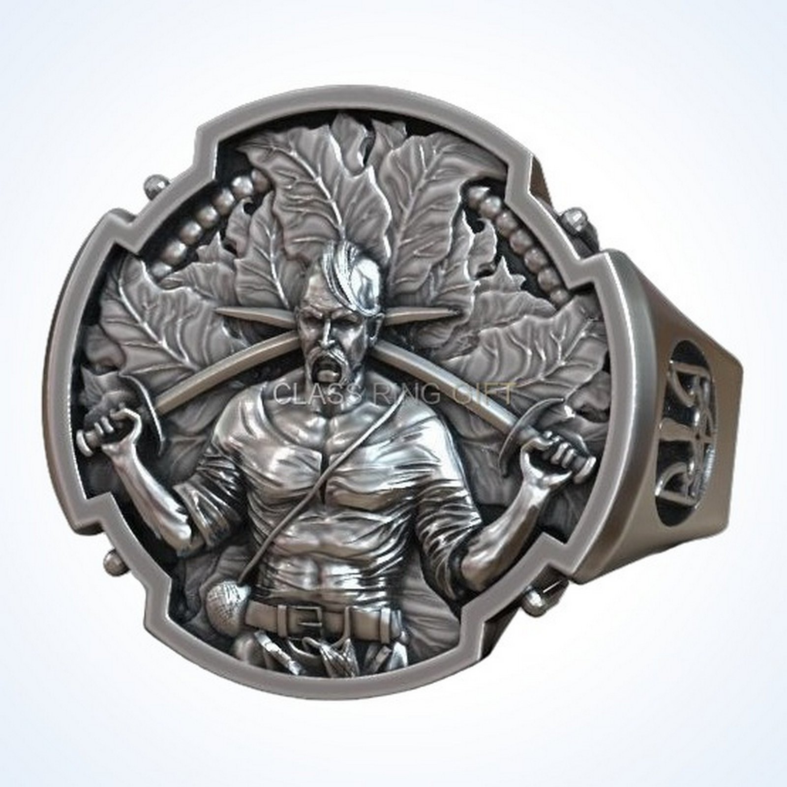 Gift for him ukrainian warrior signet ring, 925 sterling silver with trident emblem