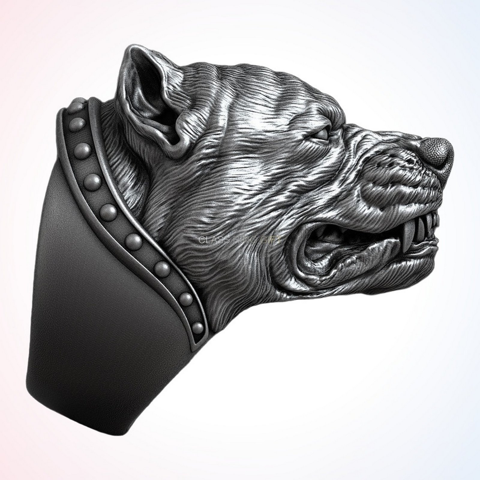 Gift for him angry pitbull, left side profile view